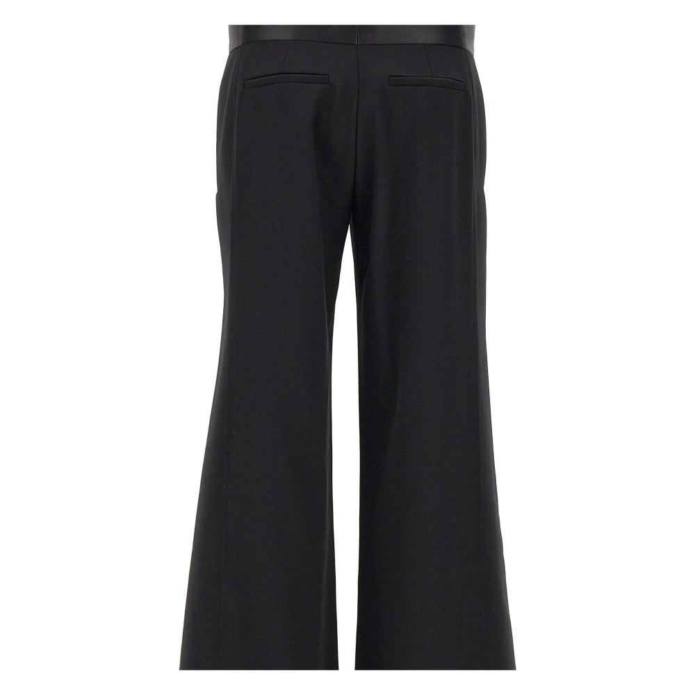 Victoria Beckham Zwarte wollen blend broek met satijnen taille Black Dames