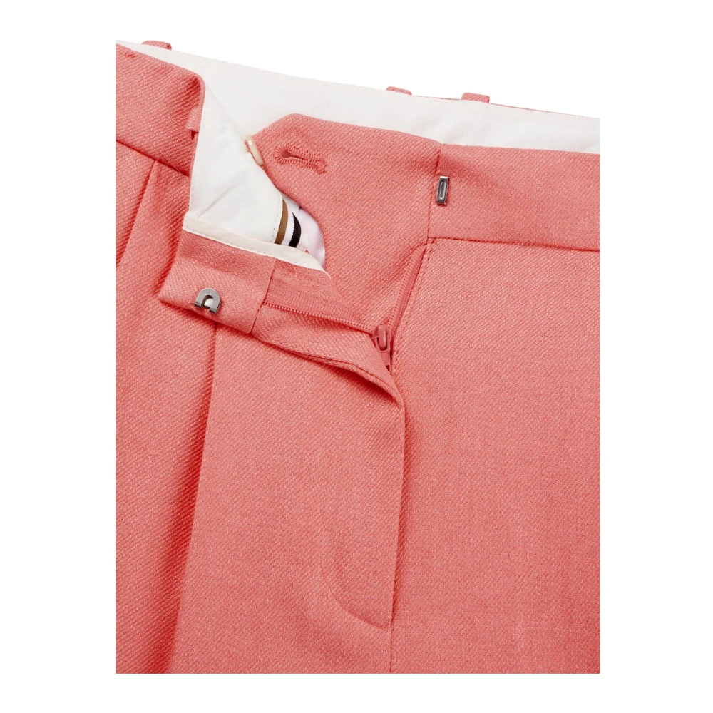 Hugo Boss Koraalroze Linnen Twill Tefike Broek Pink Dames
