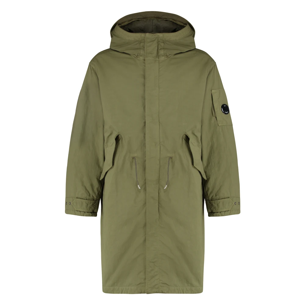 C.p. Company Men's Green Cotton Parka With Lens Detail - Parkas - M - Coats