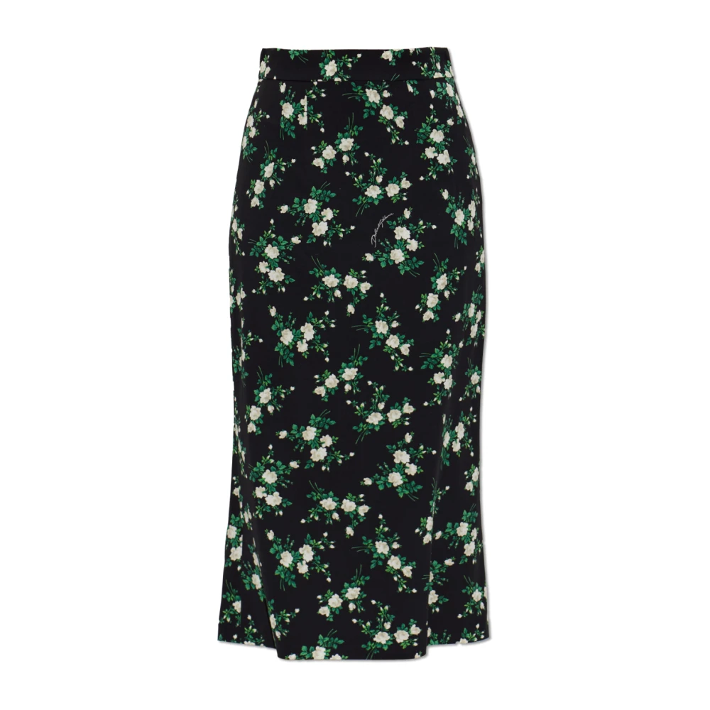 Dolce & Gabbana Vrouw Zwart Rokken Dames, L, Zijden Rok Met Bloemmotief