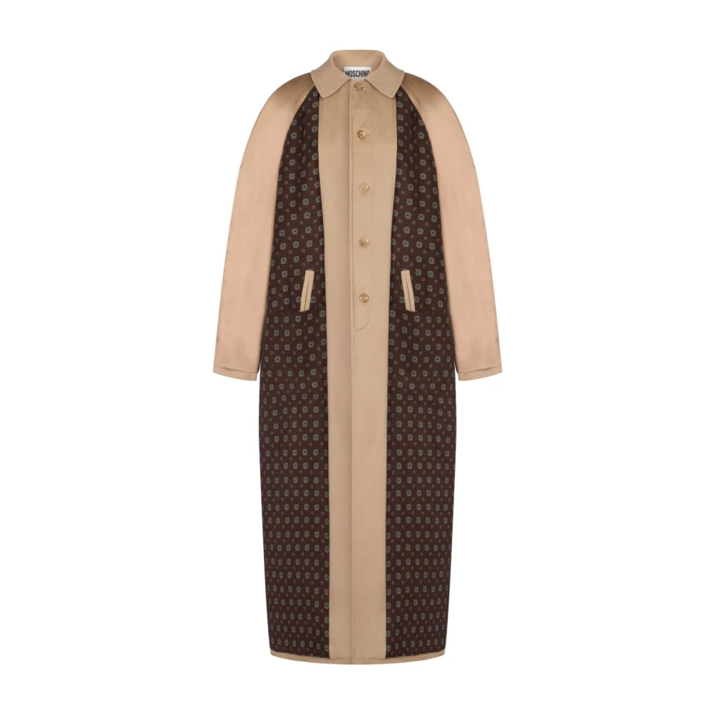 Moschino Tweekleurige Katoen-Wol Jas Brown Dames