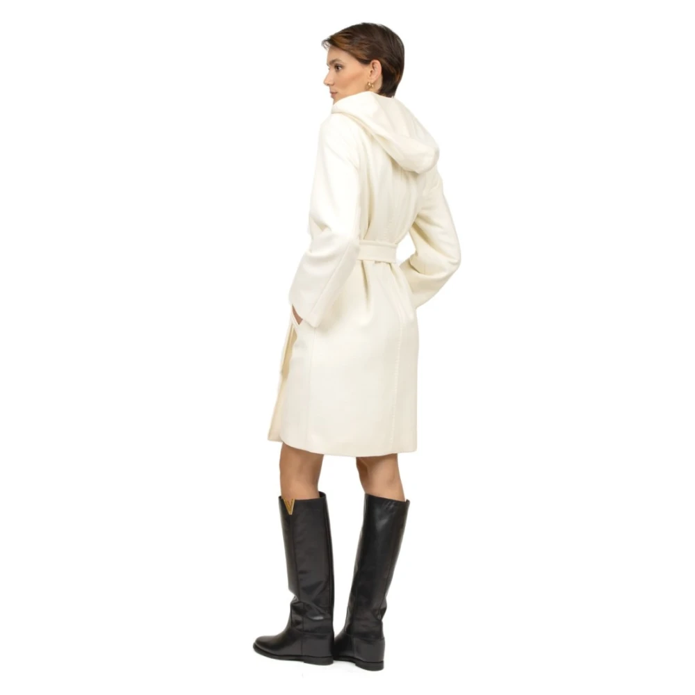 Max Mara Studio Witte Wol Korte Hoodie Jas White Dames