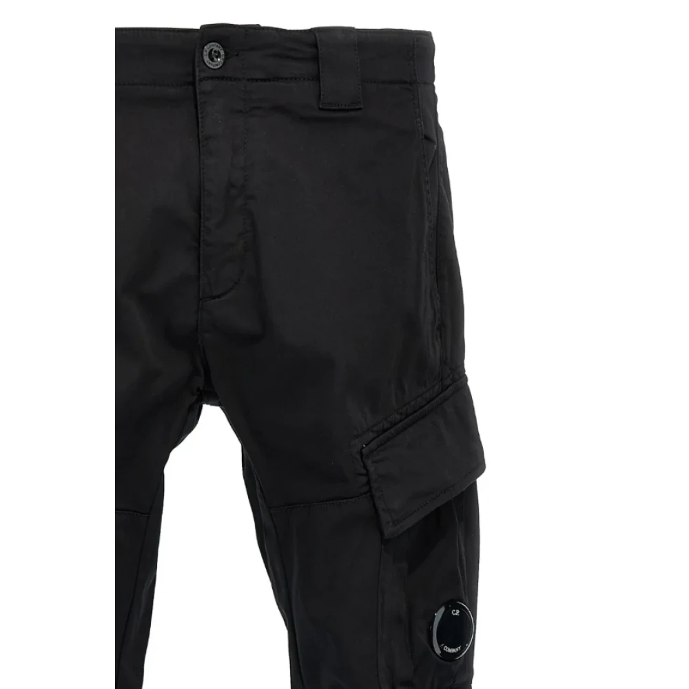 C.P. Company Zwarte Cargo Broek met Logo Patch Black Heren
