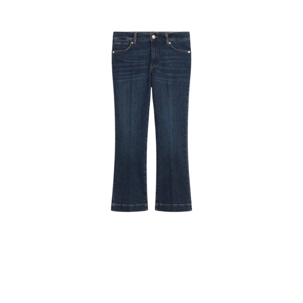 SPORTMAX Moderne Klassieke Cropped Broek met Viigs Blue Dames
