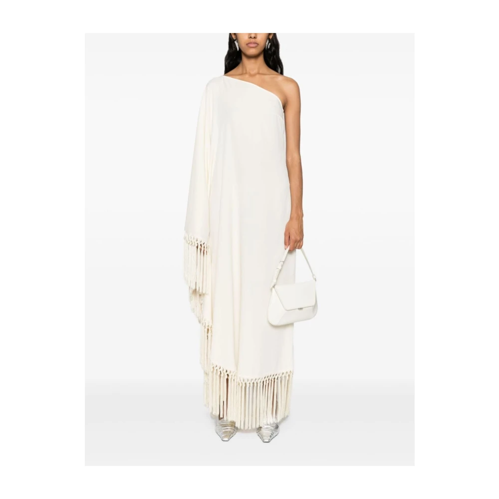 Taller Marmo Ivoor Wit Fringed One-Shoulder Jurk Beige Dames
