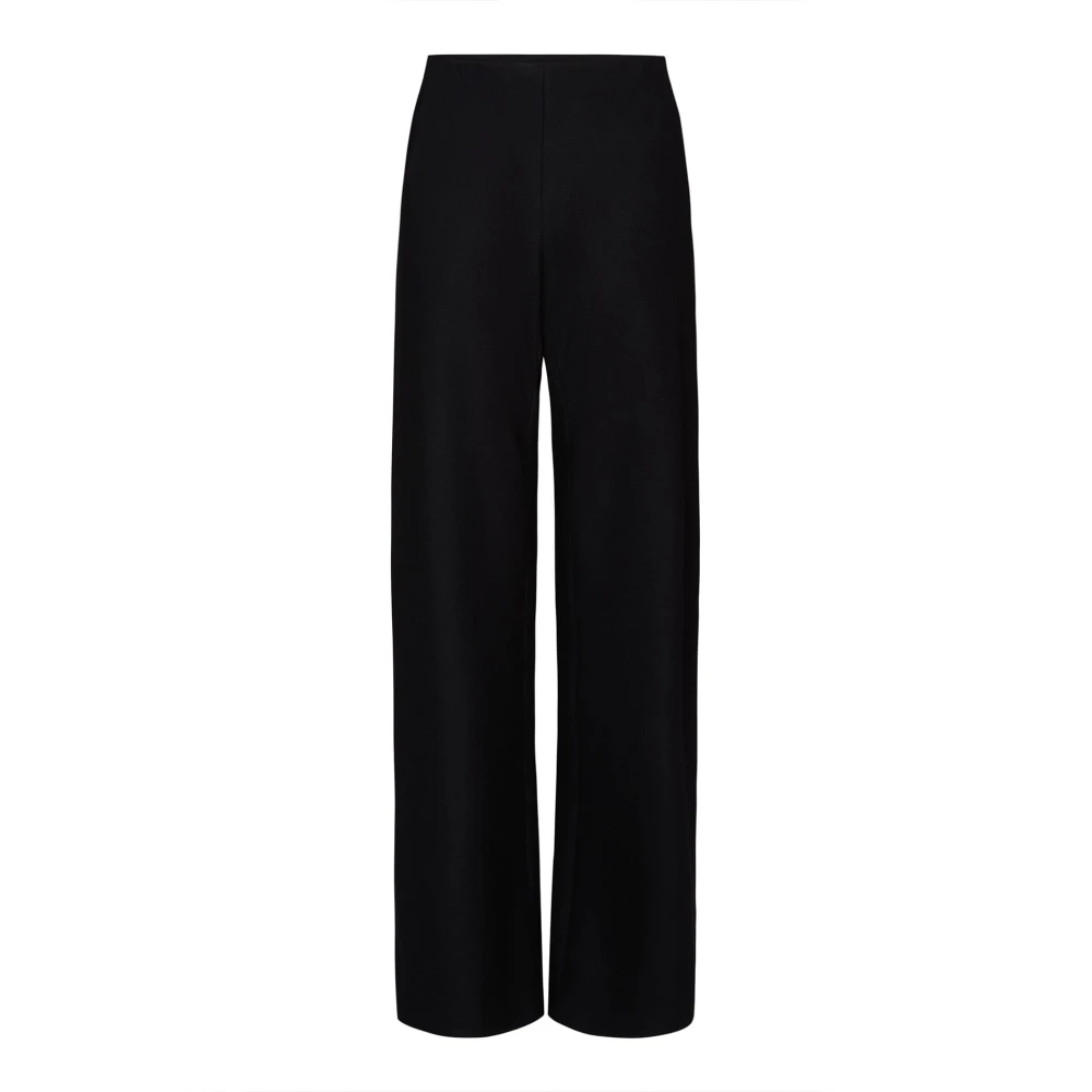 Vince Women's Black Italian Wool-Blend High-Waist Bias Pant - Wide Trousers - L - Trousers