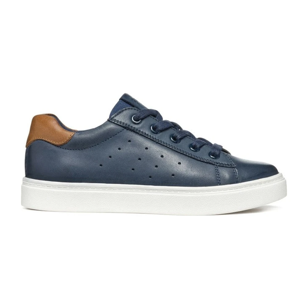 Geox Boys Blue Sneakers,, Navy Brown Kids Trainers Size 29 Eu