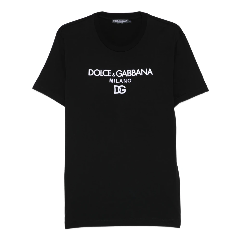 Dolce & Gabbana , T-Shirts, Male, Black, Xl, Embroidery And Print T-Shirt