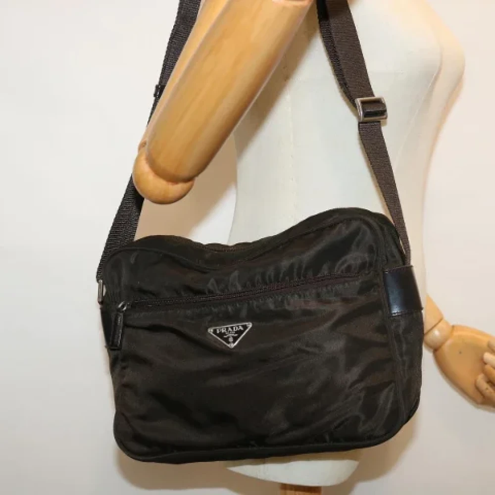 Prada Vintage Pre-owned Canvas shoulder-bags Brown Unisex