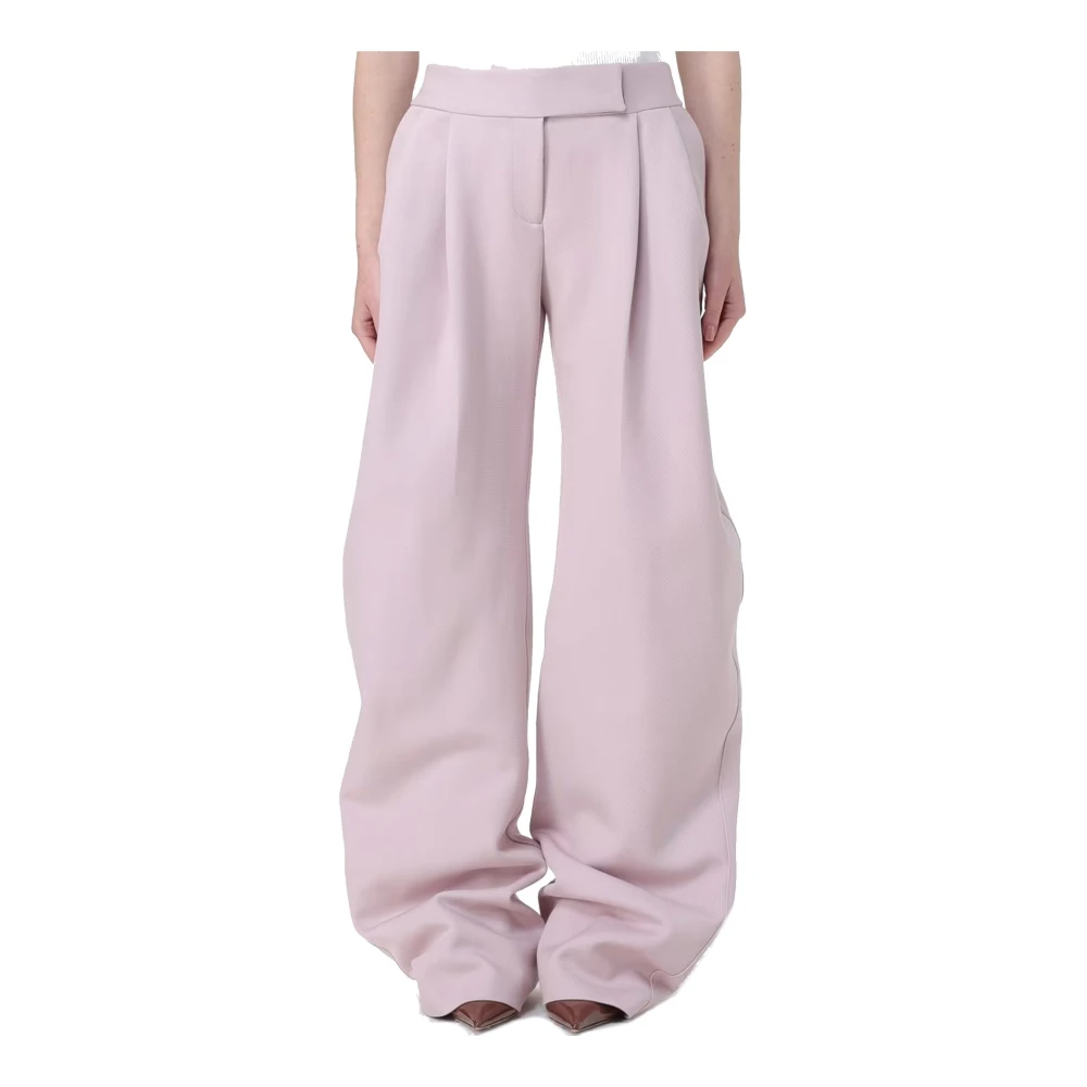 The Attico Roze Wolmix Getailleerde Broek Pink Dames