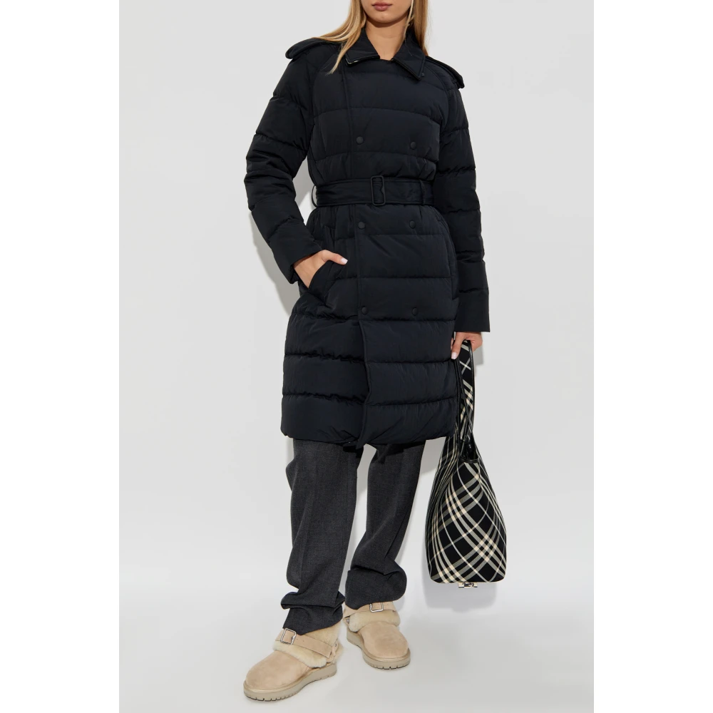 Burberry Donzen Jas met Tailllieriem Black Dames