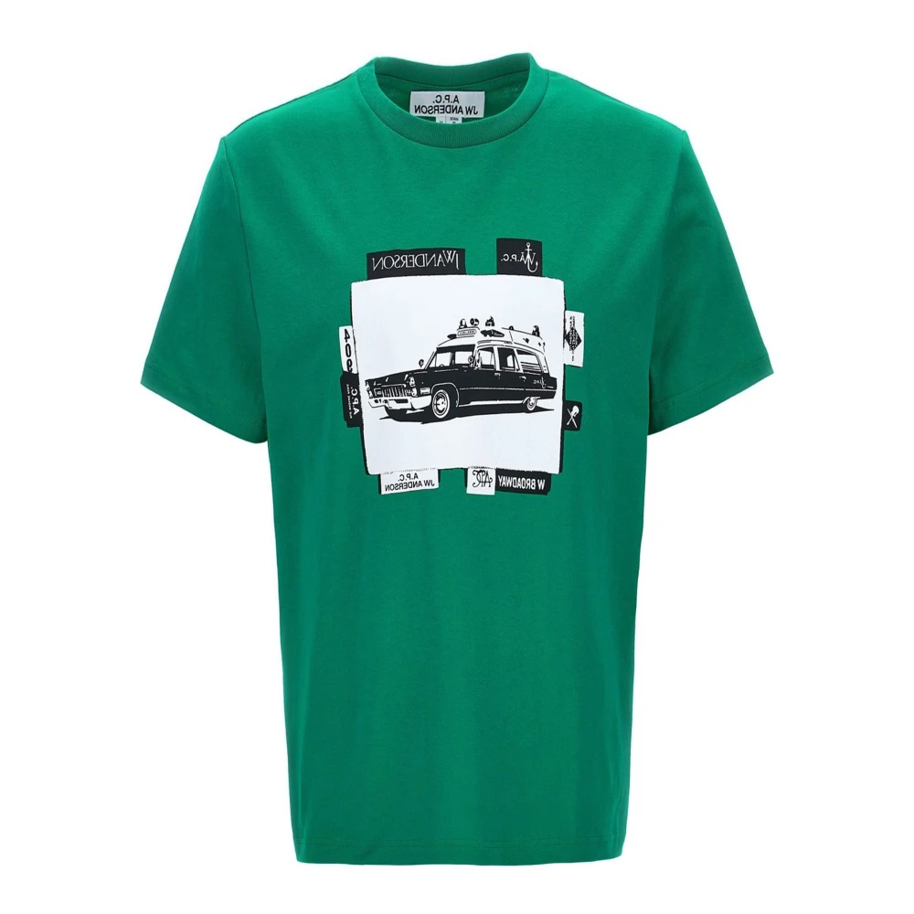 A.p.c. Groene Katoenen T-shirt met Voorkant Print Green Heren