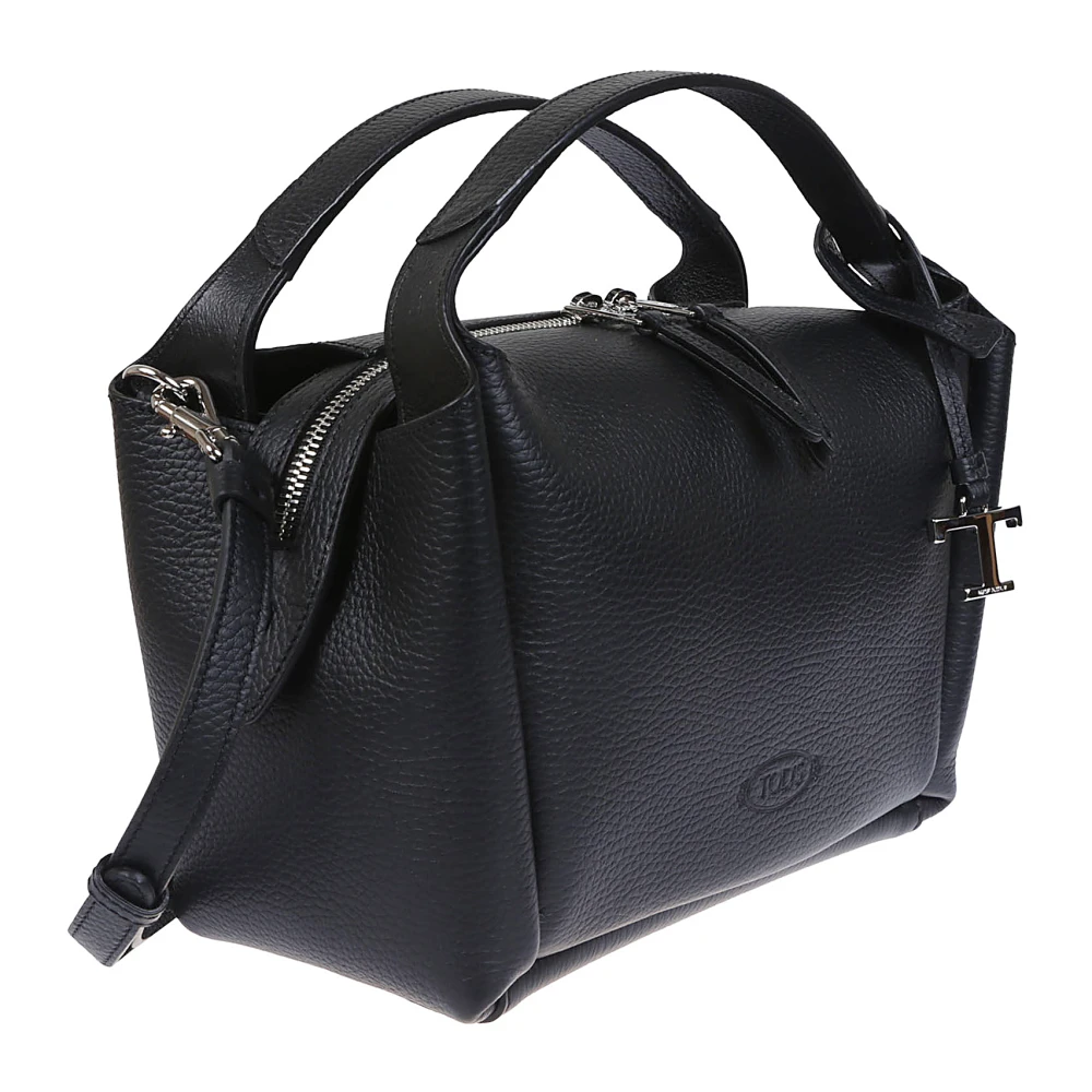 TOD'S Mini Gehamerde Leren Tas in Zwart Black Dames