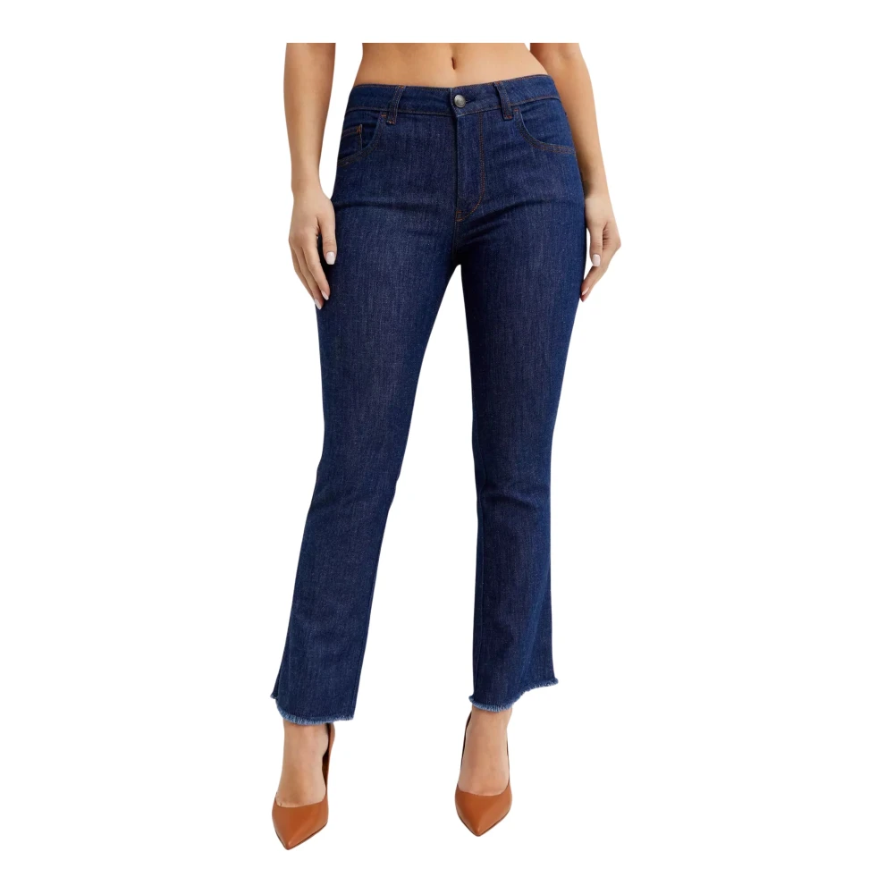 Fay Donkerblauwe Frayed Jeans Blue Dames