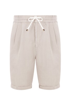 short-beige-en-gabardine-de-lin-avec-taille-elastique