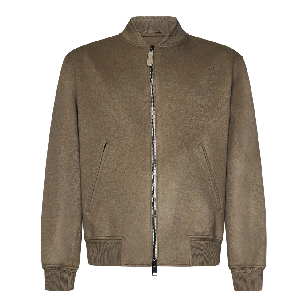 Brioni Beige Wol Kasjmier Bomberjack Beige Heren