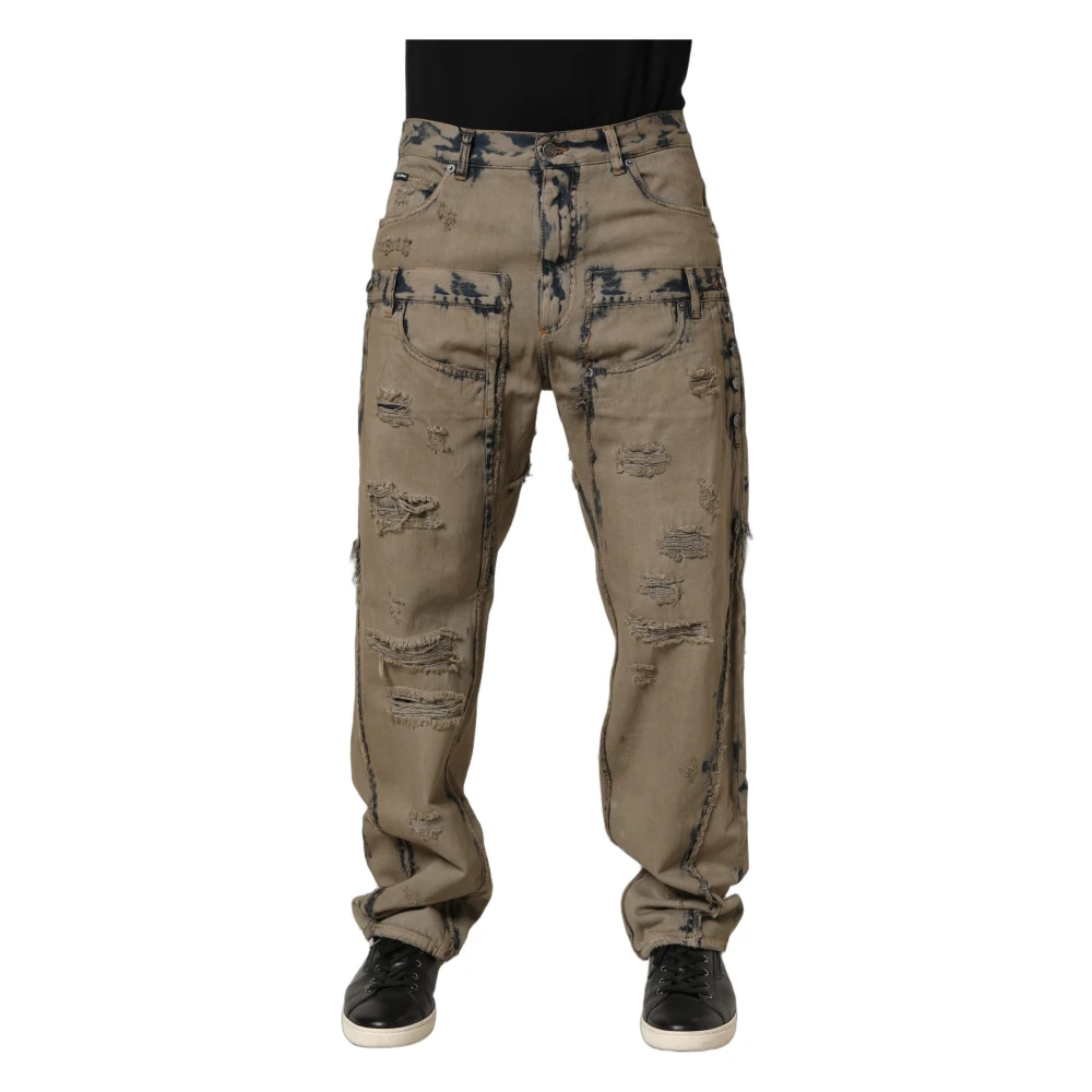 Dolce & Gabbana Men's Beige Straight Jeans - Straight Fit Jeans - Xs - Jeans