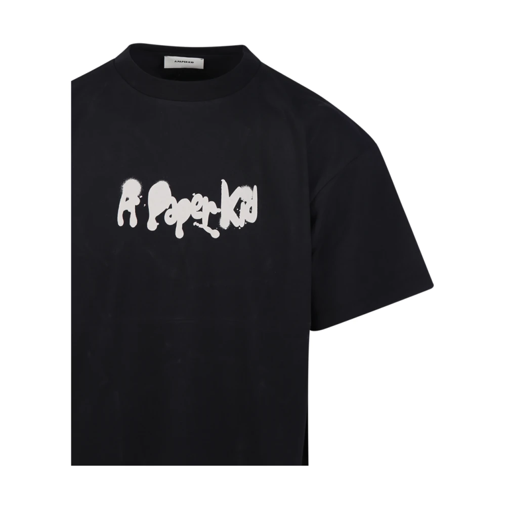 A Paper Kid Nero Zwart T-Shirt Black Heren