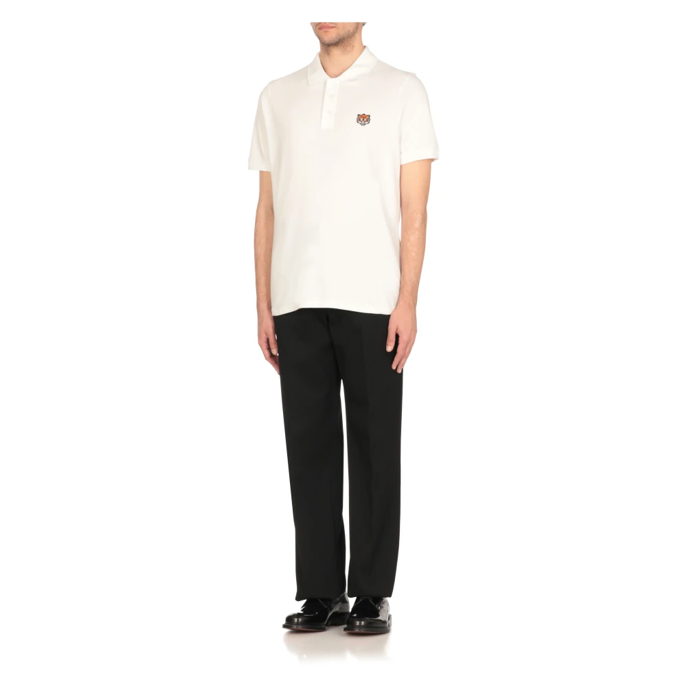 Kenzo Witte Polo Shirt met Happy Tiger White Heren