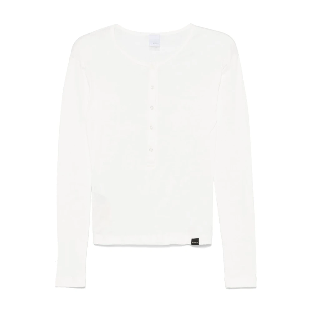Pinko Witte Crew Neck Longsleeve Shirt White Dames
