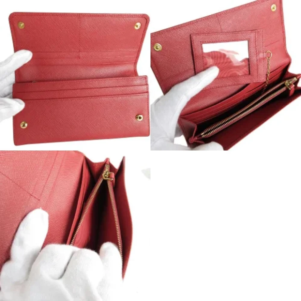 Prada Vintage Pre-owned Leather wallets Red Dames