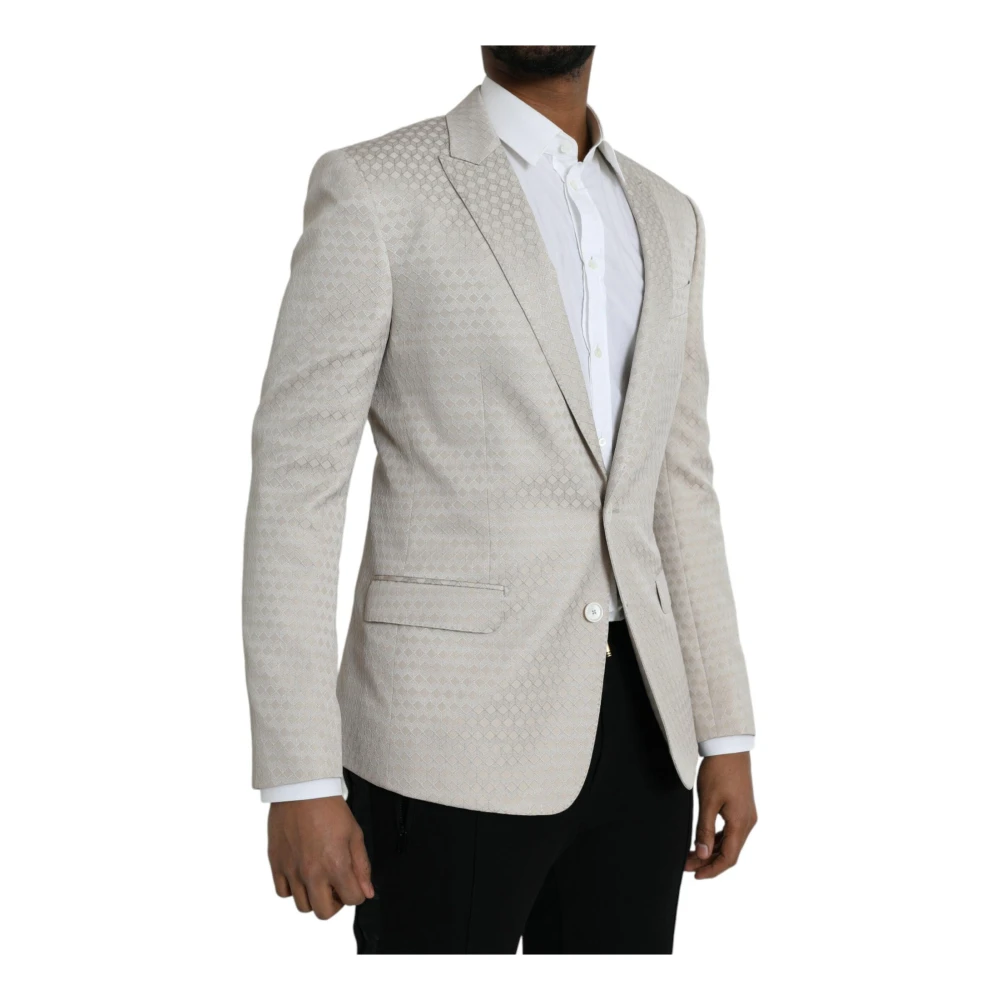 Dolce & Gabbana Slim Fit Single Breasted Coat Blazer Beige Heren