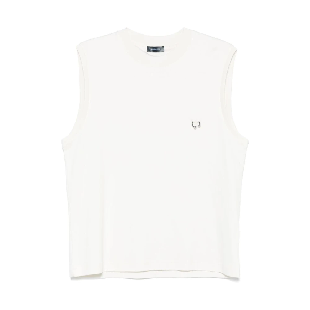 Mugler Witte Crew Neck Mouwloze Top White Heren