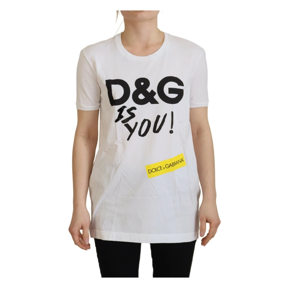 Dolce & Gabbana Witte DG Logo Print Top voor Dames White Dames