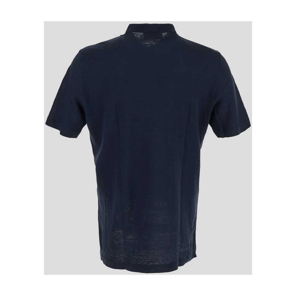Lardini Linnen T-Shirt Blue Heren