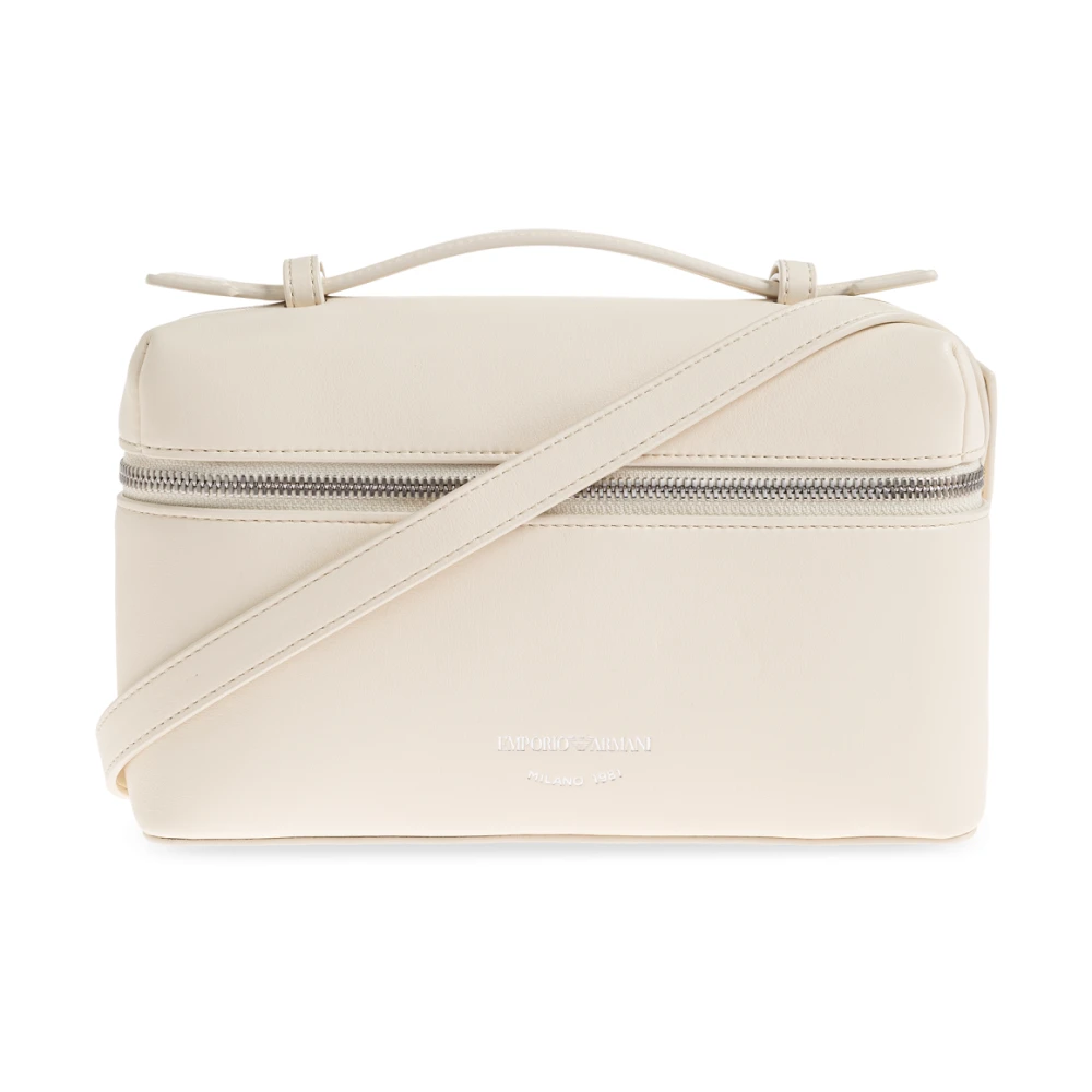 Emporio Armani Donna Beige Vanity Case In Pelle Nappa