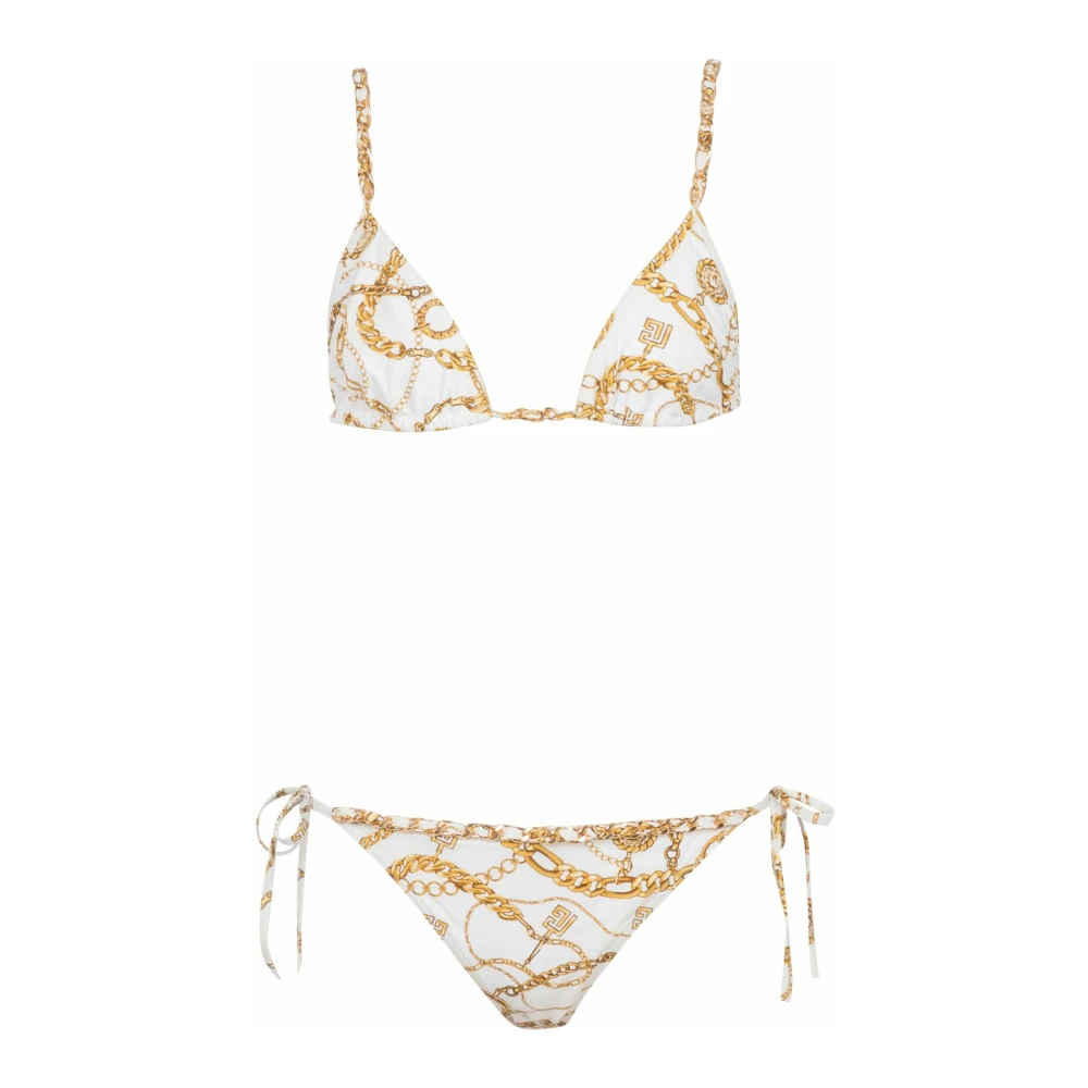 Balmain Women's Yellow Chaînes Pattern Printed Two-Piece Swimsuit - Bikinis - Xl - Swimwear