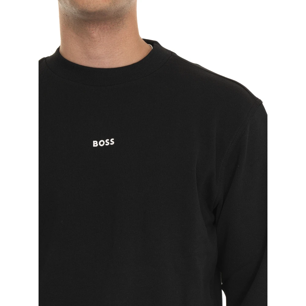 Boss Ronde hals Sweatshirt met Klein Logo Black Heren