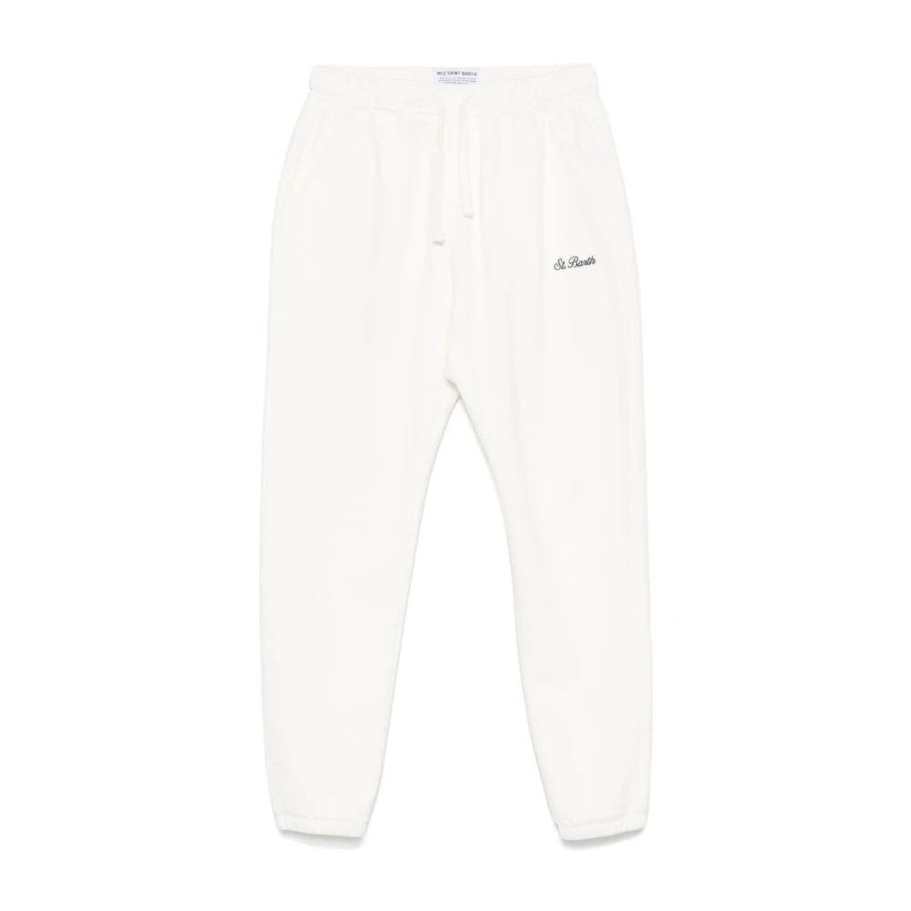 MC2 Saint Barth Witte katoenen broek met logoborduursel White Heren