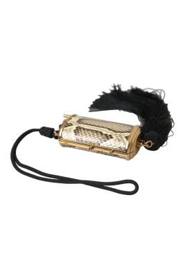 Pythonläder Mini Spegel Tassel Väska