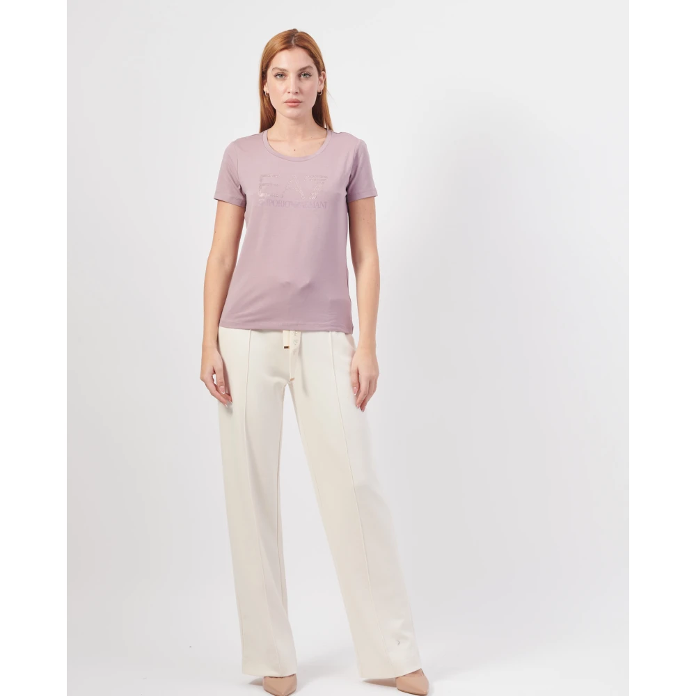 Emporio Armani Roze T-shirt met voorlogo Pink Dames