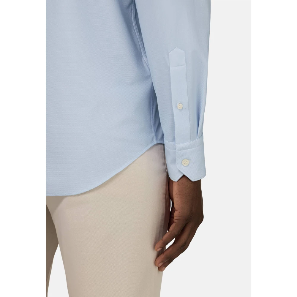 Boggi Milano Slim Fit Stretch Nylon Shirt Blue Heren
