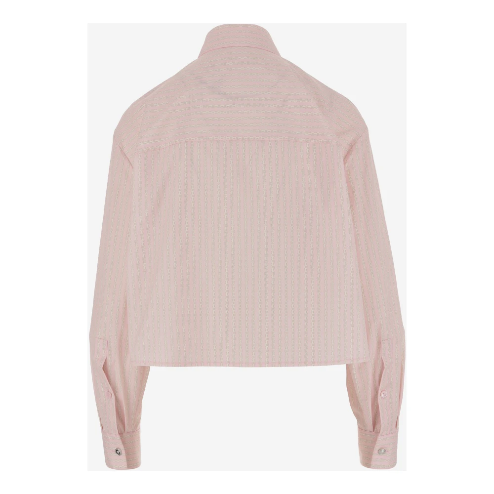 Versace Pinstripe Chain Crop Shirt Roze Pink Dames