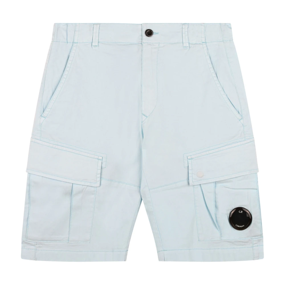 C.p. Company Men's Light/Blue Cargo Shorts With Lens Detail