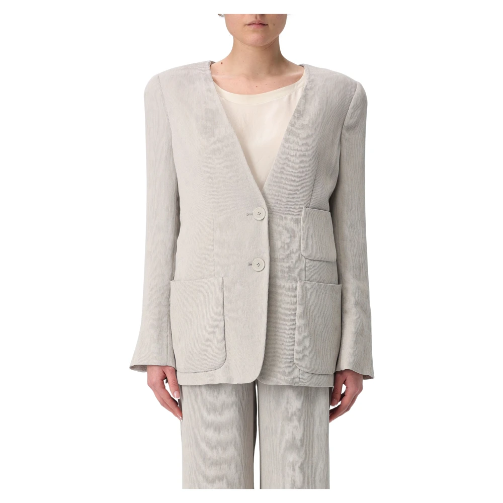 Emporio Armani Blazer Jacka för Stiliga Outfits Gray, Dam