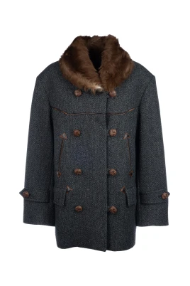 Chevron Peacoat med dubbelknäppning