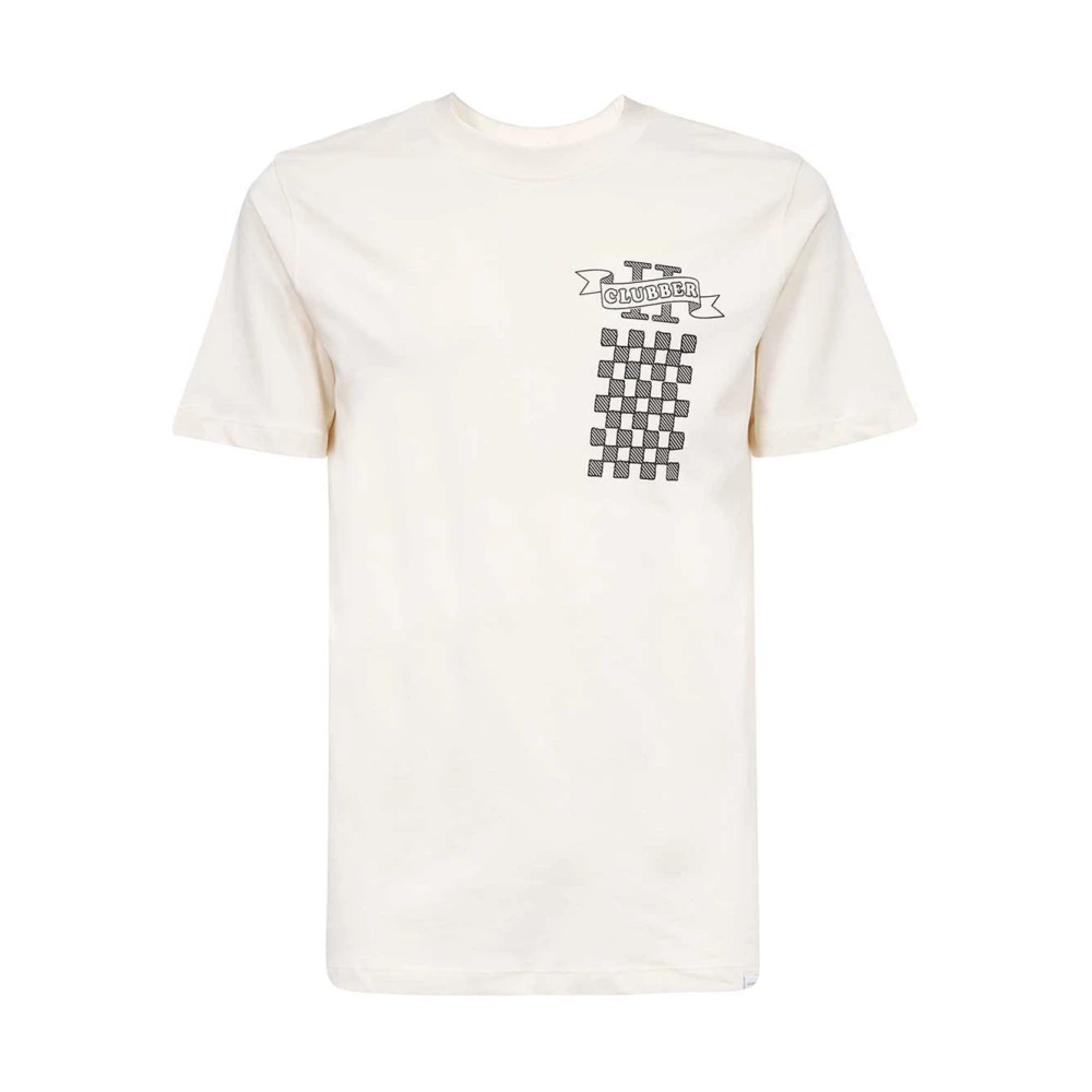 Les Deux Geribbelde Crew-neck T-shirt met Print Beige Heren