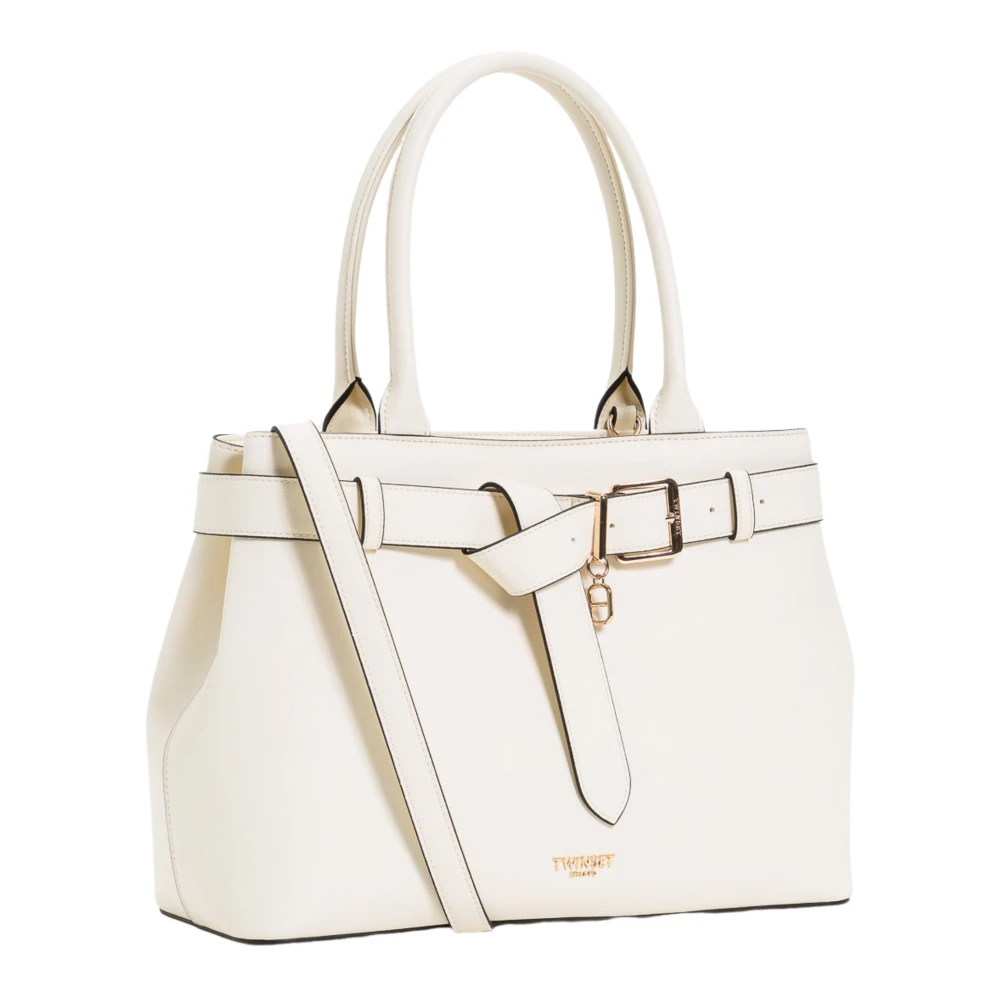 Twinset Stijlvolle Voyage Leren Shopper Tas White Dames