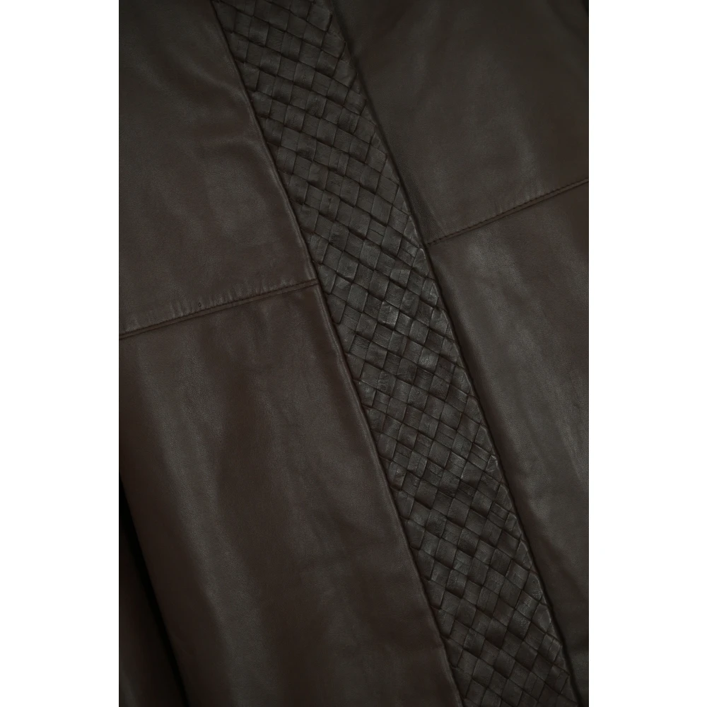 Max Mara Weekend Bruine leren jas lange mouw Brown Dames
