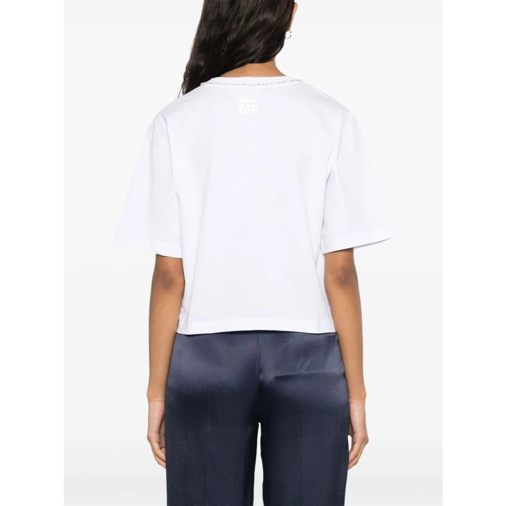 Semicouture Wit Logo Print Crew Neck T-shirt White Dames
