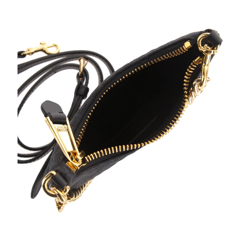Moschino Monogram Jacquard Schoudertas Black Dames