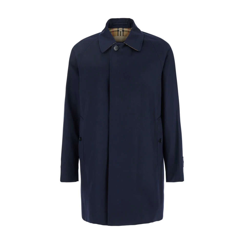 Burberry Blauwe Trenchcoat met Franse Kraag Blue Heren