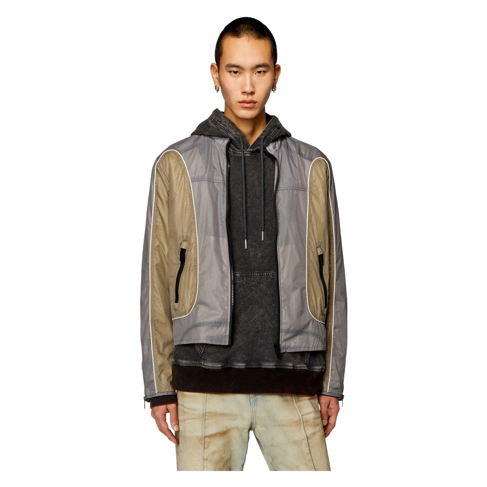 Diesel Nylon jacket with contrast detailing Gray Heren