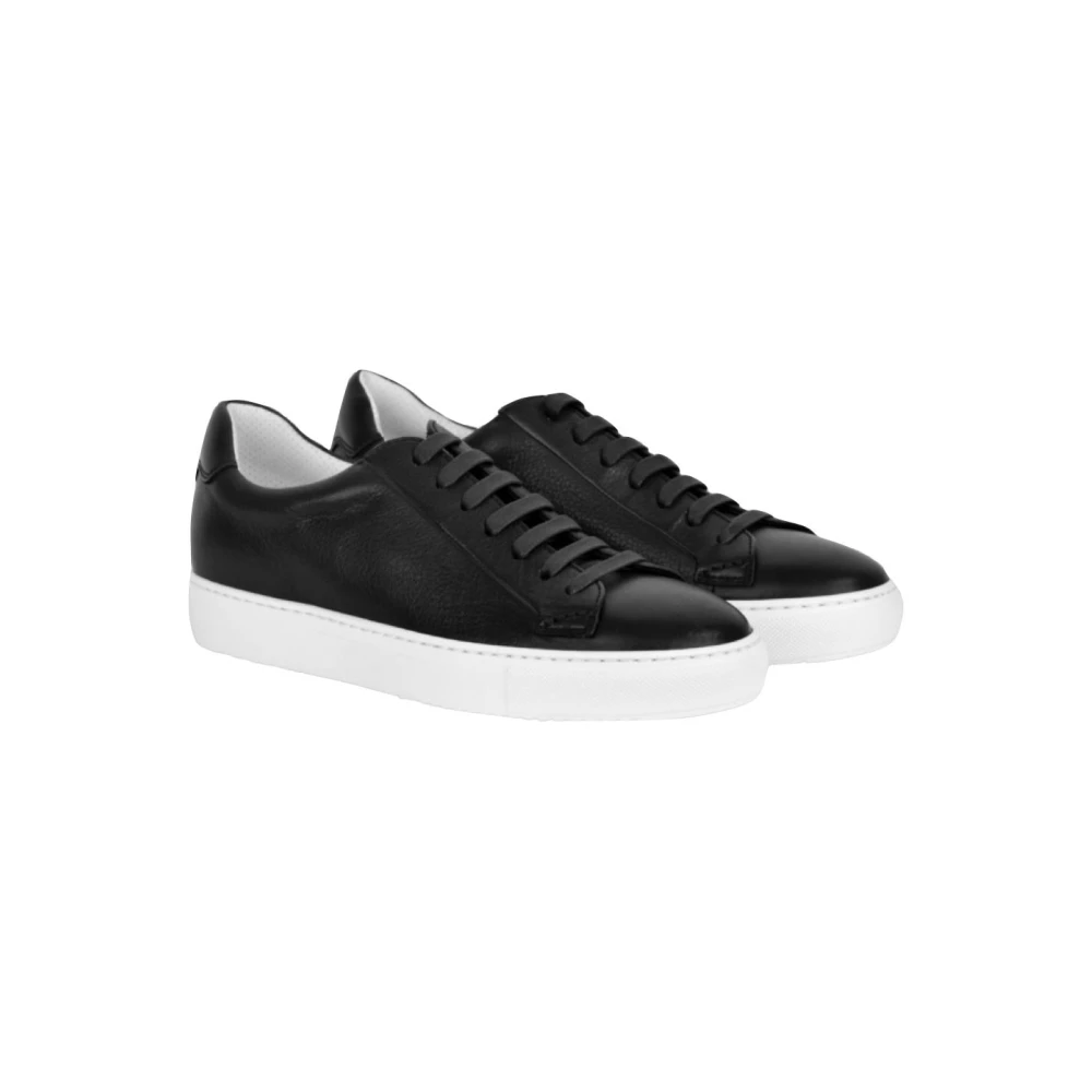 Doucal's Minimalistisch Design Zwarte Leren Sneakers