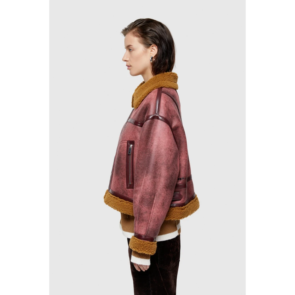 OOF Wear Omkeerbare schapenvachtjas recht gesneden Pink Dames