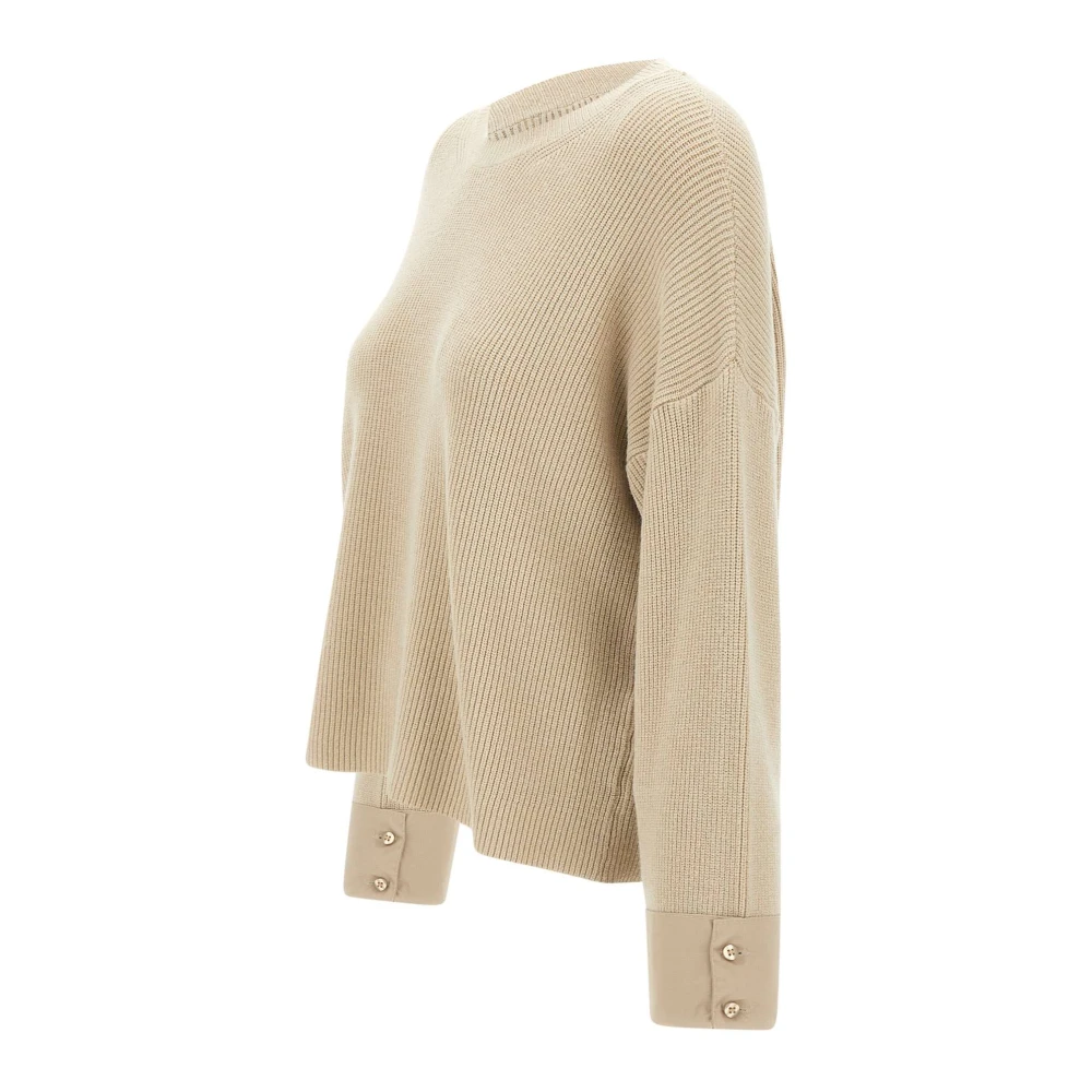 Kaos Angora Blend Trui Met Ronde Hals Beige Dames